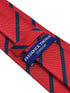 red tie with navy blue stripes